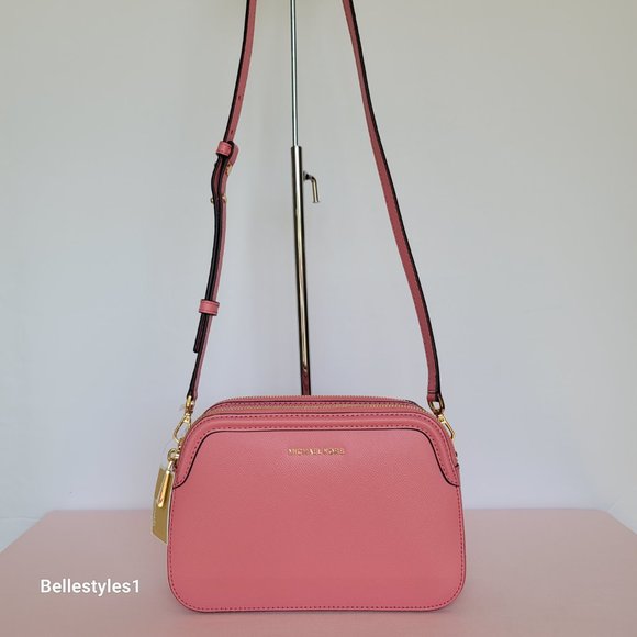 MICHAEL KORS Houston Large Crossgrain Leather Crossbody-Tea Rose color🎈⭐$138. - Picture 5 of 16